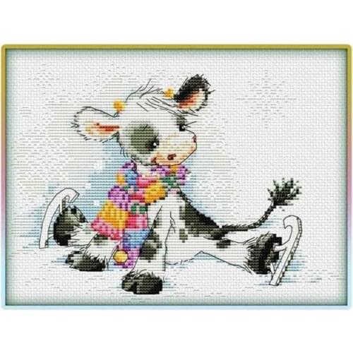 2021 Drop Shipping Embroidery Skating Calf Stitch It diy Cross-stitch Kit with 100% Cotton Floss & Free Shipping for Wall Decor
