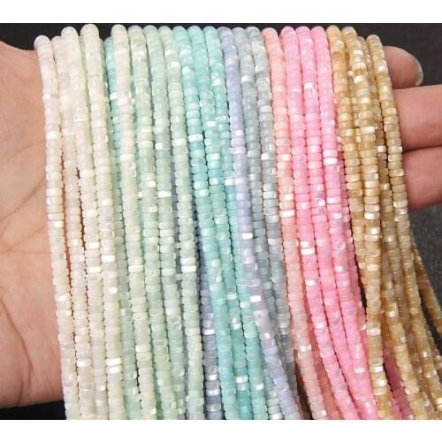 2x4mm Natural Shell Beads Multi Color Rondelle Bead Dyed Mother of Pearl Shell Loose Spacer Beads for Making Jewelry