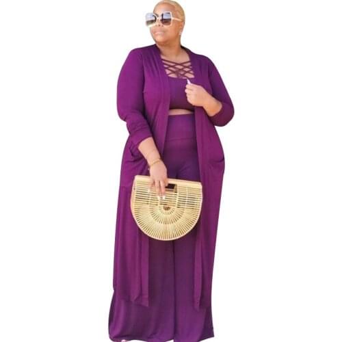 3 Piece Set Women Africa Clothes African Dashiki New Fashion Three Piece Suit Long Coat Tops Wide Pants Party Plus Size For Lady