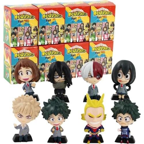 4pcs/set Anime My Hero Academia Izuku Midoriya Ochaco Uraraka Bakugou Katsuki Q Version PVC Figure Toys Collection Model Dolls