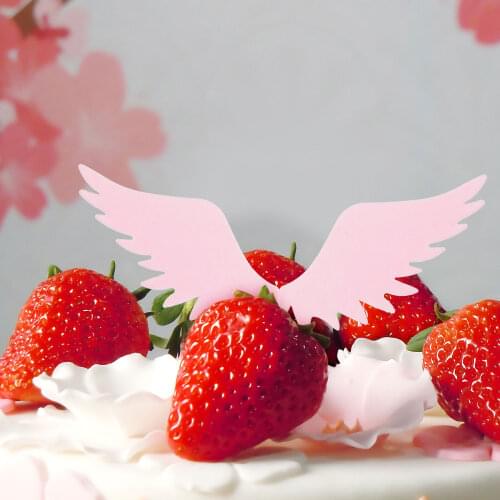 48Pcs Edible Rice Paper Cake Toppers Angel Wing Shape Cake Topper Pink Wings Cupcake Toppers Cake Decor For Wedding Birthday