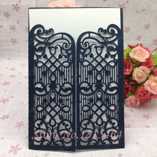 50pcs Hot Sale Noble European Classic Laser Cut Wedding Party Invitations Cards Customizable Invitations Cards