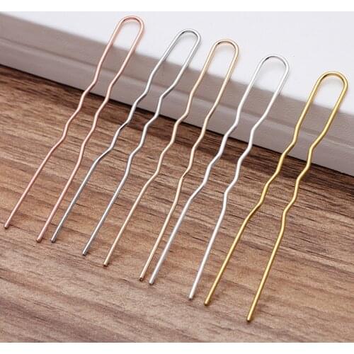 50pcs 70mmx1.2mm Hair Sticks U shape Hair Pins Needles Setting Accessories for Women Jewelry Bulk Head Jewelry Making DIY