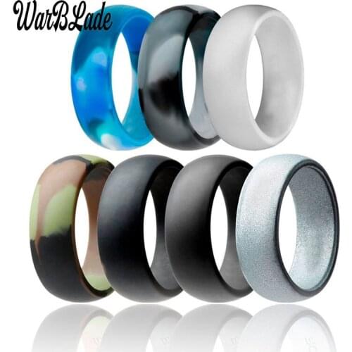 7pcs/set Food Grade FDA Silicone Ring Hypoallergenic Crossfit Flexible Punk Rubber Finger Rings For Men Women Wedding Jewelry