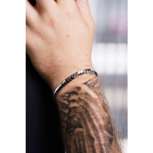 Unisex Silver Plated Silver Color Steel Wristband Bracelet