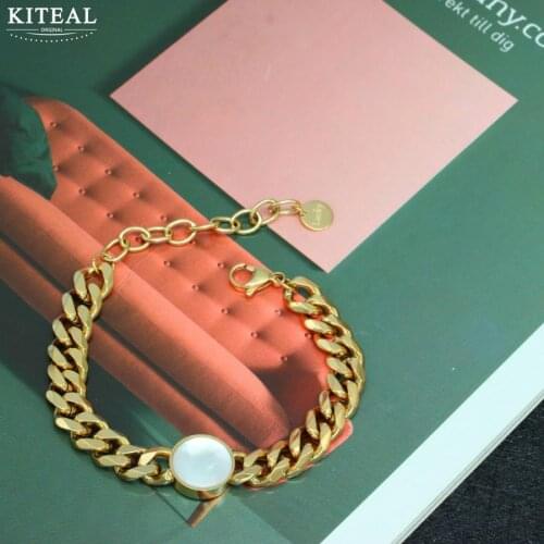 KITEAL gifts Gold Filled Gentlewoman bracelets & bangles Round White Shell friendship bracelets accessories