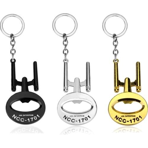 Funny Bottle Opener Keychain Creative Alloy Keychain Pendant Decoration Spaceship Beer Opener Tool Gadget Three Colors Available