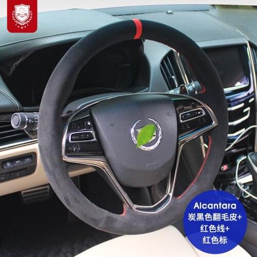 Steering wheel cover is fit for Cadillac CT6 CT5 CT4 XT6 XT5 XT4 SRX Real Alcantara suede hand-sewn grip cover car accessories