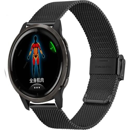 For Garmin Vivoactive 4 Stainless Steel Straps Smart watch Accessories Metal Watchband Bracelet For Garmin Venu 2 Correa Black