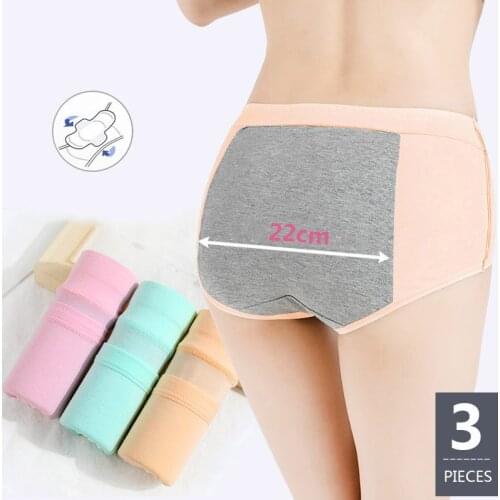 3Pcs/set Women Menstrual Period Panties Womens Underwear Cotton Widen Leak Proof Physiological Pants Girs Seamless Briefs