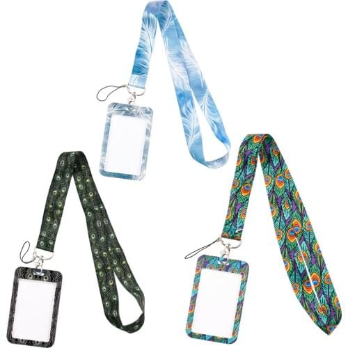 JF323 Colorful Feather Neck Strap Lanyard Keychain Cell Phone Strap ID Badge Holder Rope Keychain Keyring Fashion Accessories