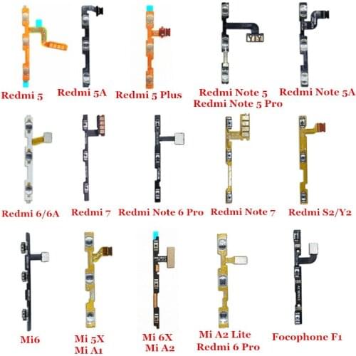 Power & Volume ON/OFF Button Flex Cable For Xiaomi Redmi 5 5A 5 Plus 6 6A 7 Mi 6 5X 6X Mi A1 A2 Lite S2 Y2 Note 5 5A 6 7 Pro F1