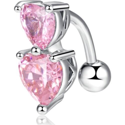 Fashion CZ Zircon Heart Belly Navel Button Ring Medical Steel Surgical Body Piercing Jewelry Navel Piercing Nombril