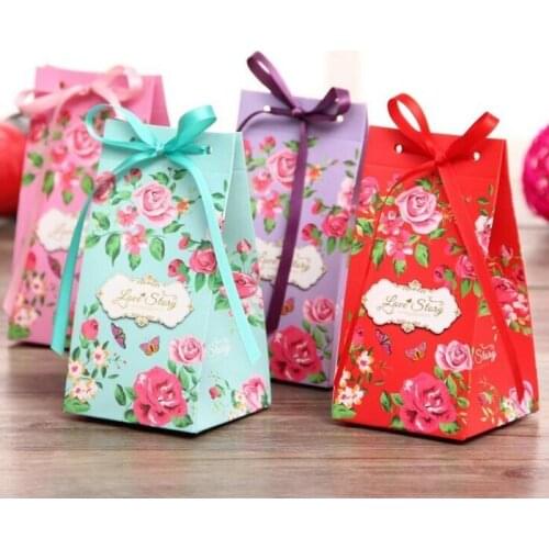 Candy box bag chocolate paper gift package for Birthday Wedding Party favor Decor supplies DIY rose flower Multifunction Wh