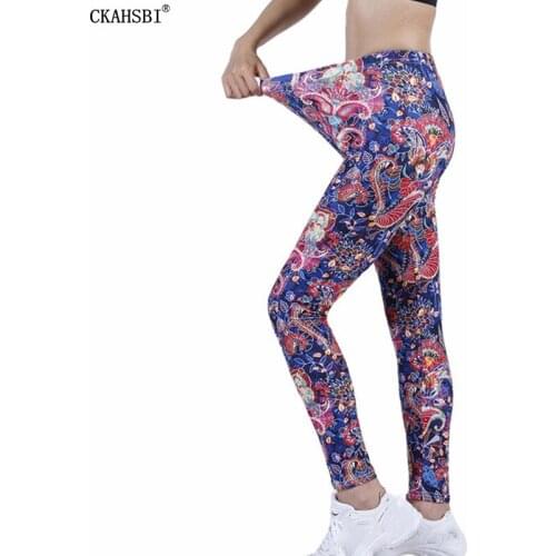 CKAHSBI Sexy Flower Leggins Women Yoga Pants High Quality SlimCasual Sportwear Floral Printed Elastic Push Up Running Workout