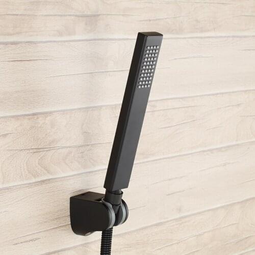 Matte Black Solid brass bathroom Handheld Shower Head complete set with Adjustable shower holder 1.5m stainless steel hose