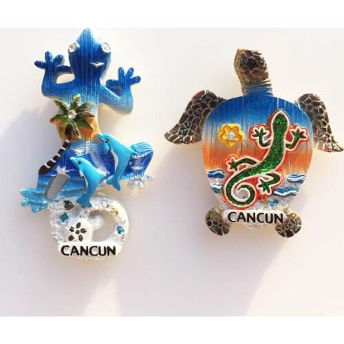 Mexico International Tourism City Cancun Creative Memorial Decoration Crafts Three-dimensional Lizard Turtle Fridge Magnet