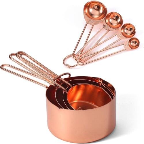 8-piece Stainless Steel Measuring Spoon Set Measuring Cup Kitchen Accessories Baking Tea Coffee Spoon Measuring Tool