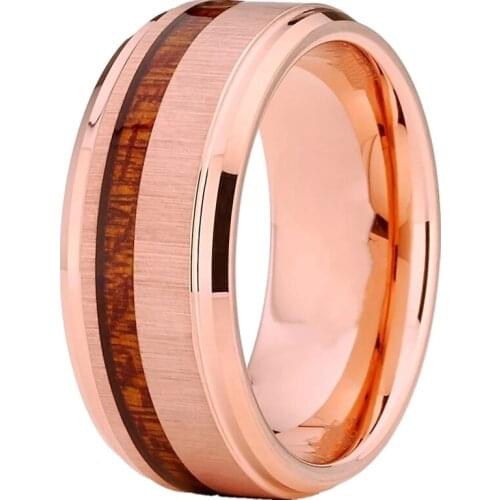 8mm Fashion Mens Rings Stainless Steel Wood Inlay Simple Men Rings Vintage Anniversary Birthday Gift Free Shipping