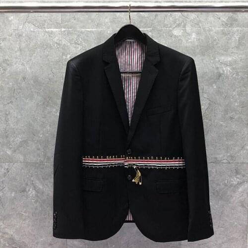 2021 Fashion Brand Blazer Men Patchwork Striped Clothing Formal Suit Slim Fit Casual Jacket Single Breasted Wool Coat