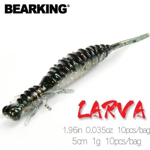 BEARKING Larva Soft Lures 5cm 1g 10pcs/bag Fishing Artificial Silicone Bass Pike Minnow Swimbait Jigging Plastic Baits Worm