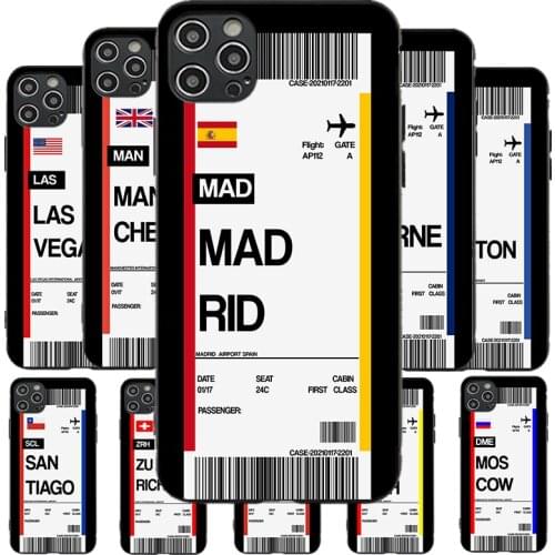 Boarding Pass Flight Ticket Print TPU Soft Case For Apple iPhone Cover