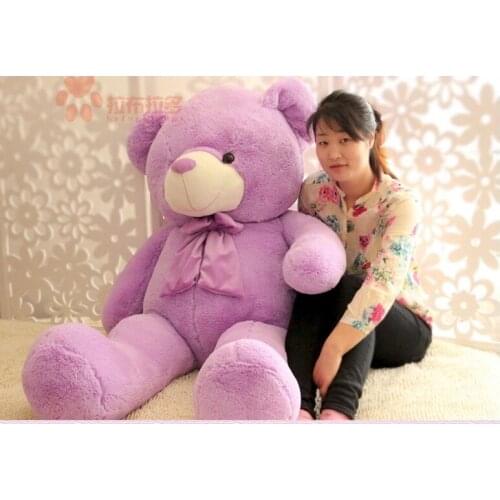 Stuffed animal teddy bear lavender bear plush toy huge 160cm doll about 63 inch throw pillow l8785