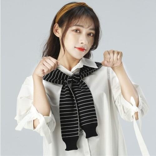 Women Striped Fake Collar for Women Solid Detachable Collars Removable Shawl Sweater False Collars Cape Sholder with Sleeves
