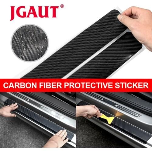 JGAUT Car door sill carbon fiber stickers 3D DIY door scratch-resistant anti-wear film pad Protector Edge Guard Strip
