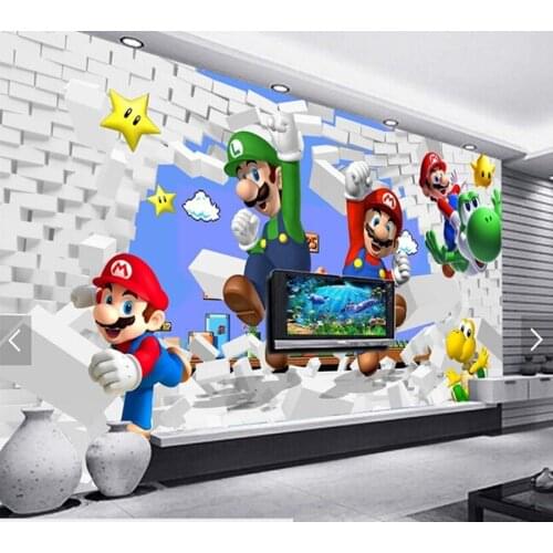 Custom wallpaper for children.Super Mario Animation,3D modern murals for living room sofa childrens room wall vinyl wallpaper