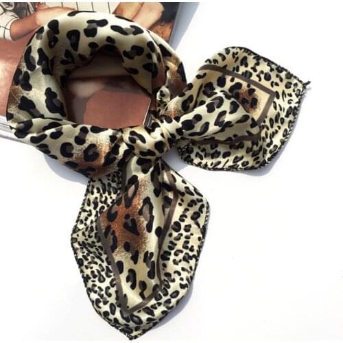 Multi Colors Women Scarf Print Hair Tie Flower Leopard Striped Headkerchief Ribbon Retro Handle Bag Chiffon Headwear Scarve