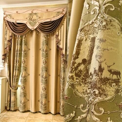 Royal top luxury 3D jacquard blackout curtains for living room windows with high quality elegant Voile curtain for bedroom