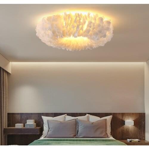 Feather Dining Room Kitchen Home Light Fixtures LED Ceiling Lights Lamp Nordic Design Childrens Bedroom Lighting