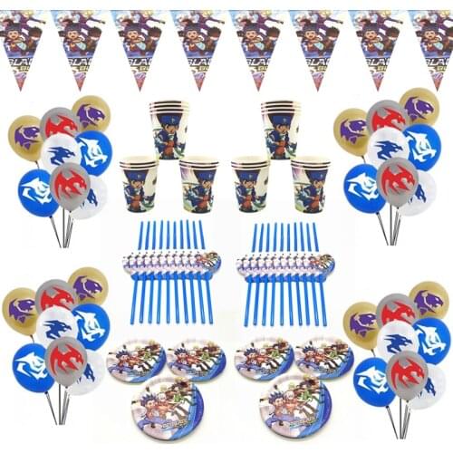 Beyblade party decorations balloons paper plates cups straws tableware kids boys Beyblade birthday party supoplies banner flags