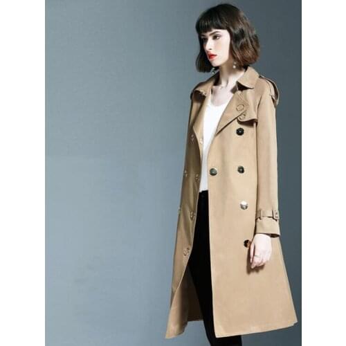 Spring autumn ladies trench coat for women Snap khaki long sleeves coats womens casaco feminino overcoat woman European jaqueta