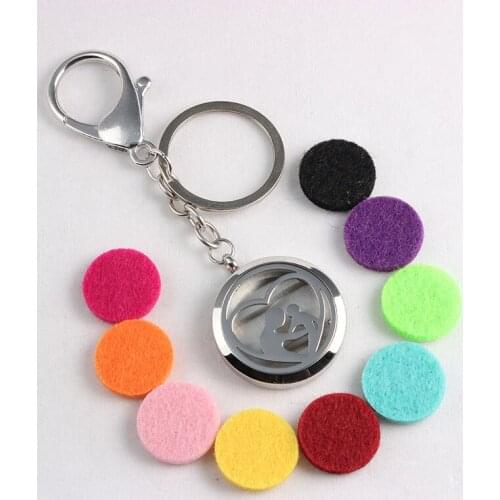 Screw Stainless Steel Perfume Locket Keychains Keyrings Aromatherapy Essential Oils Diffuser Locket Keychains 10PCS