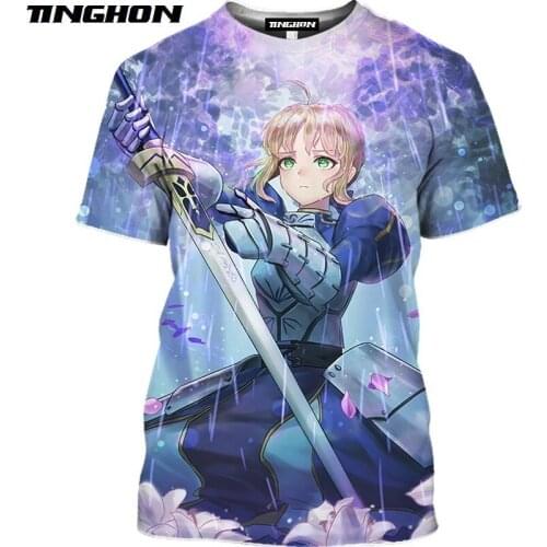 XS-7XL 3D Anime Fate / Stay Night T-Shirt Cartoon Beach Samurai Shirt Cute Loli Top Fun Summer Short Sleeve Mens T-Shirt 01