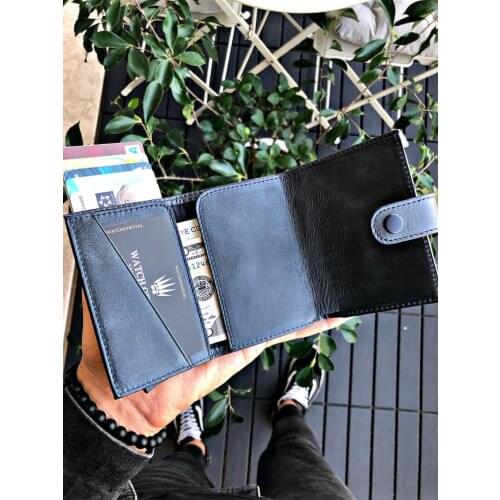SOUTH NAVY BLUE opa-651ph OPA-65PH GENUINE LEATHER WALLET