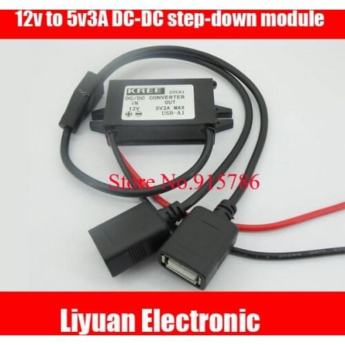 2pcs DC-DC step-down module / 12v to 5v3A double usb car power adapter / down line car phone charging