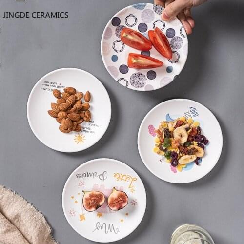 4pcs Creative Round Plastic Dish Dinner Plates Salad Cake Steaktray Snacks Dessert Fruit Dishes Restaurant Kitchen Tableware