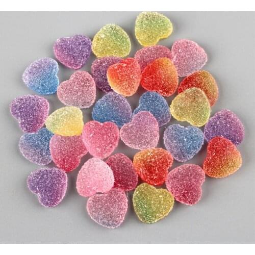 50Pcs Simulation Soft Sweets Candy Resin Cabochon Flatback Heart Shape Jelly Food DIY Scrapbooking Phonecase Ornament