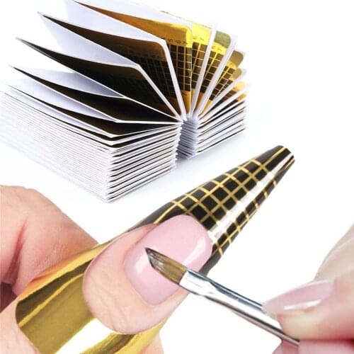 Acrylic Poly Extension Gel Forms For Extension Soak Off UV Gel Builder Top Form For Nail French Mold Brush Manicure Tool LENJ070