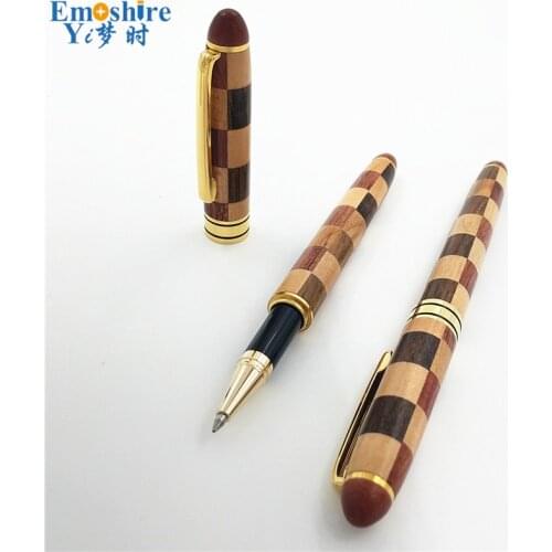 Emoshire Free Shipping Top Brand Ball Pens Vintage Wooden Ballpoint Pen Customized Student Graduation Gift Can OEM Logo P120