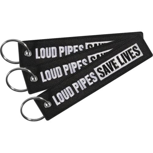 3 PCS Motorcycle Keychain for Car Bijoux Embroidery Key Chain for Cars Gifts Tag Key Fobs Holder Loud Pipes Save Lives Keychain