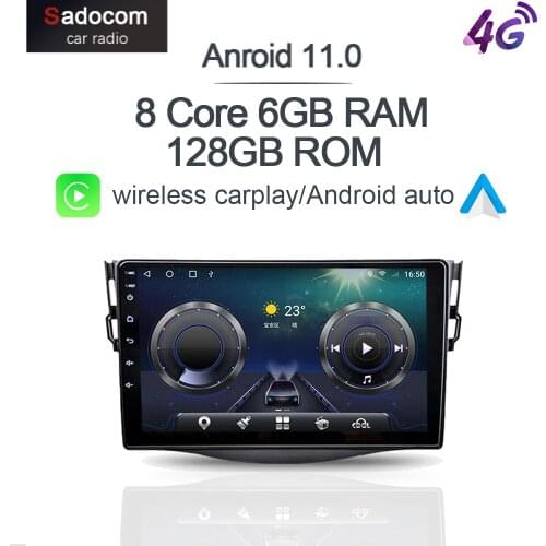 Carplay 9" Android 10.0 Car DVD Player 6G+128GB Navigation GPS For Toyota RAV4 2006 2007-2011 2012 Wifi 4G LTE Stereo DSP Radio