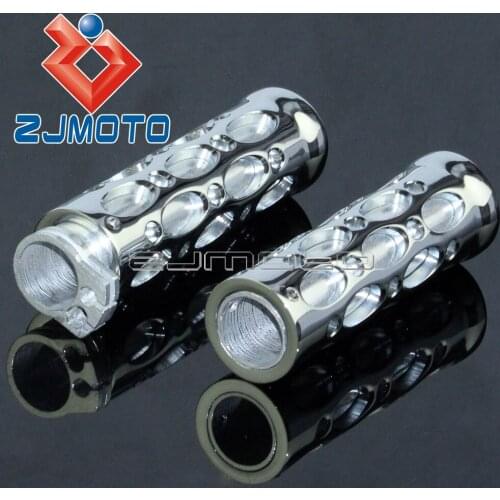 Chrome Universal Motorcycle Aluminum Grips 7/8" Handlebar Hand Grips For Honda Yamaha Suzuki Kawasaki Street Bike Custom