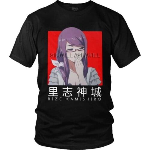 Kawaii Rize Kamishiro Tokyo Ghoul T Shirts Men Short-Sleeve Anime Japane Manga T-shirt Graphic Tee Tops Pure Cotton Tshirt Gift