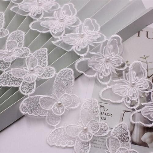 Beautiful Organza Embroidered Beaded Applique Lace Butterfly Flower DIY Wedding Dress Pants Hat Skirt Waist Bag Decorative Patch