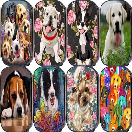 Beautiful Bulldog Pencil Bag Kids Boston Terrier Stationery Bag German Shepherd Pencil Holder Husky Dog Pen Bag Children Gifts