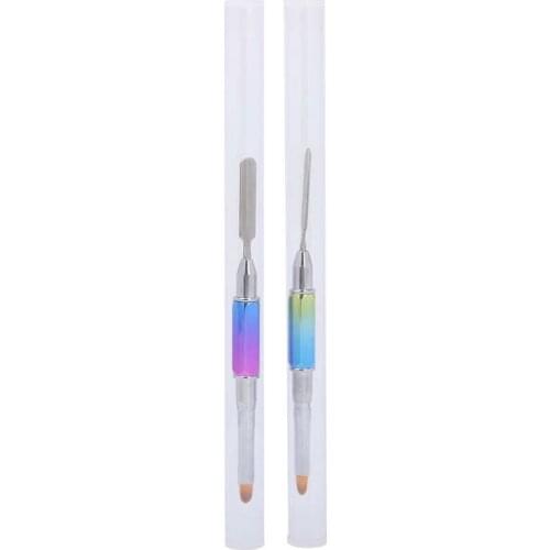 Nail Art Manicure Vacuum Cleaner Dual‑Ended UV Gel Brush Picker Stainless Steel Portable Nail Brushes Manicure Tool